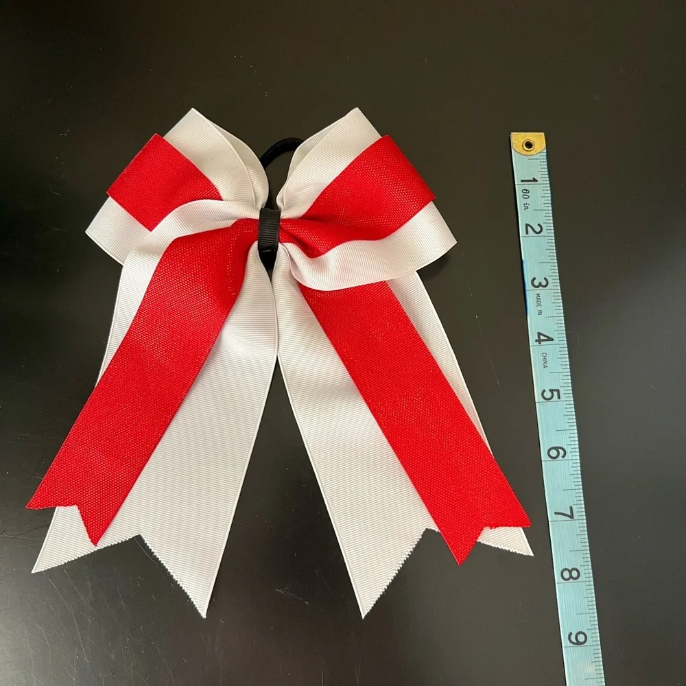 Red and white cheer bow - Picture 3 of 4